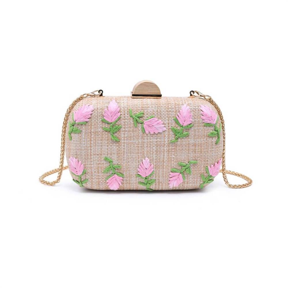 NEW URBAN EXPRESSIONS women's kayden woven clutch in pink natural